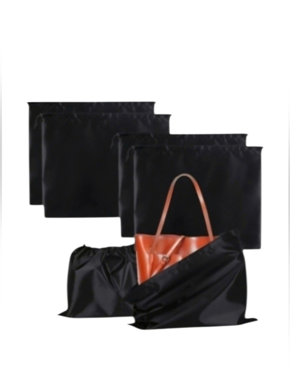 Elegant (2 PCS) Black Satin Drawstring Dustbag-Large And Medium+2 Label